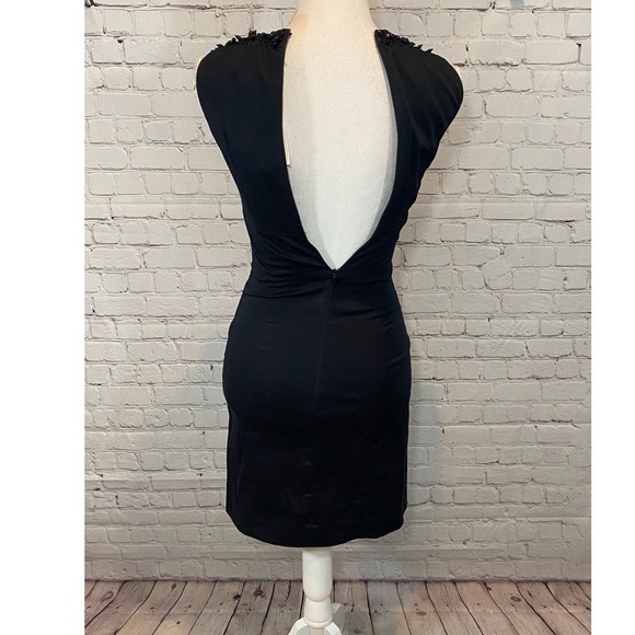 FRENCH CONNECTION Black Wizadora Beads Sleeveless V Neck Dress-0 - Picture 6 of 9